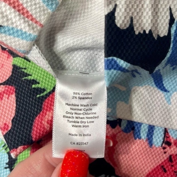 Talbots Pink & Blue Floral Pencil Skirt Cotton Stretch Size 8 - Picture 9 of 10